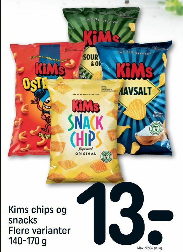 Kims chips og snacks tilbud hos Rema 1000