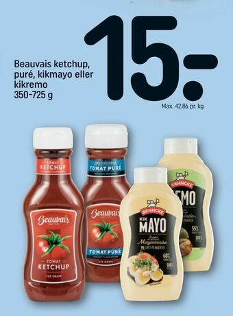 REMA 1000 Beauvais ketchup, puré, kikmayo eller kikremo tilbud