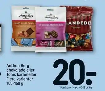 REMA 1000 Anthon Berg chokolade eller Toms karameller tilbud