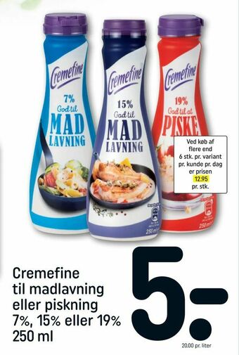 REMA 1000 Cremefine til madlavning eller piskning 7%, 15% eller 19% tilbud