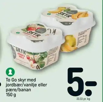 REMA 1000 To Go skyr med jordbær/vanilje eller pære/banan tilbud