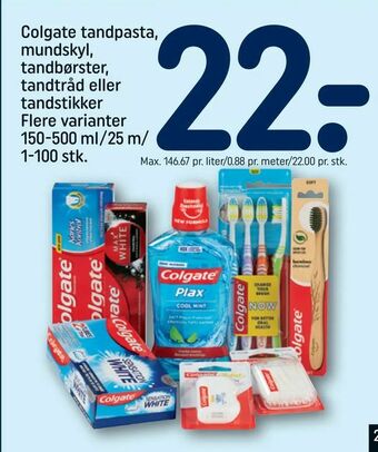 REMA 1000 Colgate tandpasta, mundskyl, tandbørster, tandtråd eller tandstikker tilbud