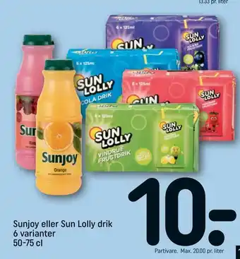 REMA 1000 Sunjoy eller Sun Lolly drik tilbud