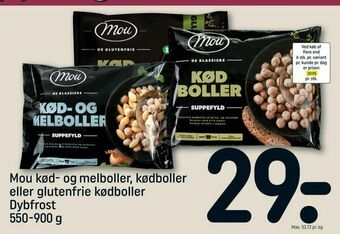 REMA 1000 Mou kød- og melboller, kødboller eller glutenfrie kødboller tilbud