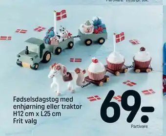 Fødselsdagstog med enhjørning eller traktor