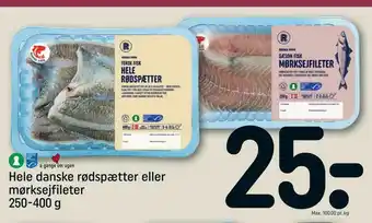 Hele danske rødspætter eller mørksejfileter