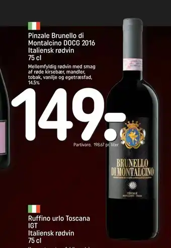 REMA 1000 Pinzale Brunello di Montalcino DOCG 2016 Italiensk rødvin tilbud