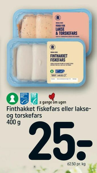 Finthakket fiskefars eller lakse og torskefars