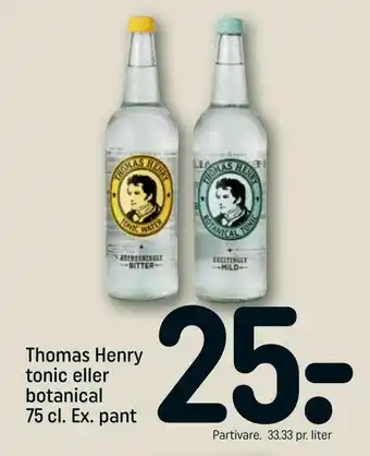 REMA 1000 Thomas Henry tonic eller botanical 75 cl. Ex tilbud