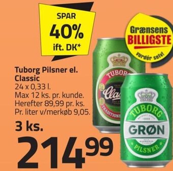 Fleggaard Tuborg Pilsner el. Classic tilbud