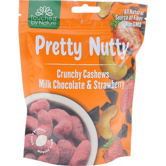 Motatos Pretty nutty | crunchy cashews mælkechokolade & jordbær | slik & snacks > chokolade,nødder & naturslik tilbud