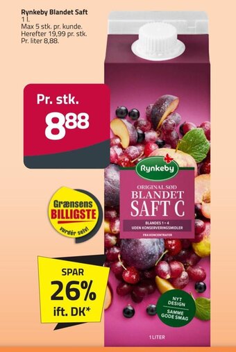 Fleggaard Rynkeby Blandet Saft 1L tilbud