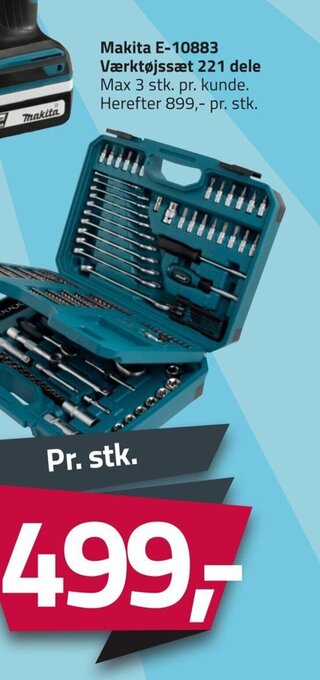 Fleggaard Makita E-10883 Værktøjssæt 221 dele tilbud