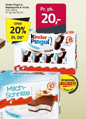 Fleggaard Kinder Pingui el. Mælkesnitte 8-10 stk tilbud