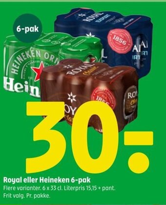 Coop 365 Royal eller Heineken 6-pak tilbud