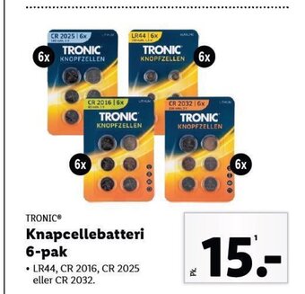 Lidl TRONIC Knapcellebatteri 6-pak tilbud