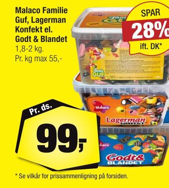 Calle Malaco familie guf, lagerman konfekt el. godt & blandet tilbud