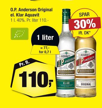 Calle O.p. anderson original el. klar aquavit tilbud