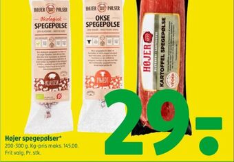 Coop 365 Højer pølser oksespegepølse tilbud