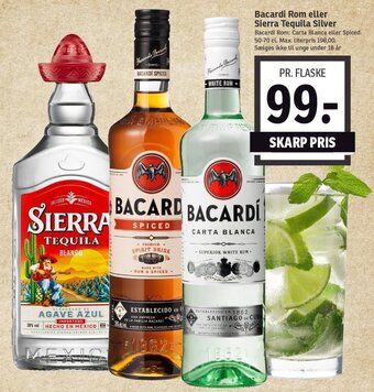 SPAR Bacardi Rom eller Sierra Tequila Silver 50-70 cl tilbud