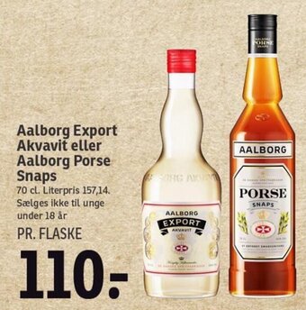 Aalborg Export Akvavit eller Aalborg Porse Snaps 70 cl.