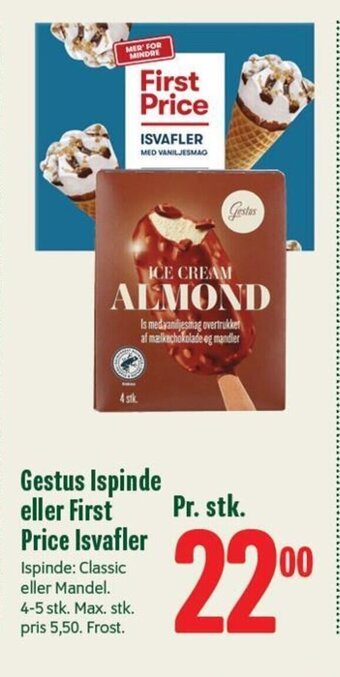 Min Købmand Gestus Ispinde eller First Price Isvafler tilbud