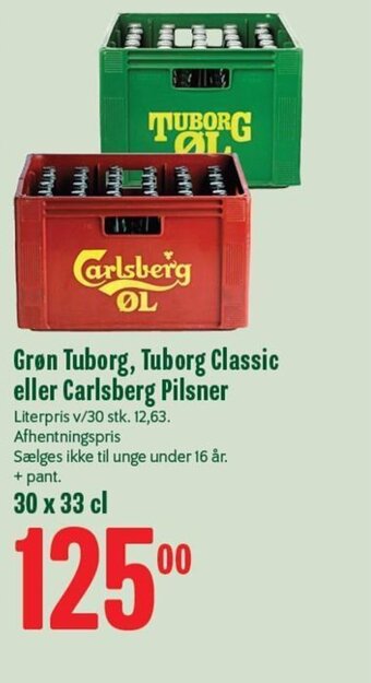 Min Købmand Grøn Tuborg, Tuborg Classic eller Carlsberg Pilsner tilbud