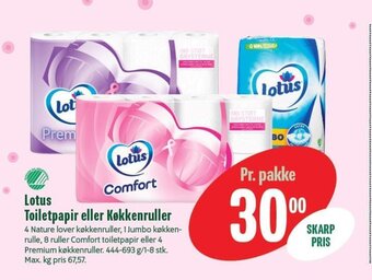 Min Købmand Lotus Toiletpapir eller Køkkenruller tilbud
