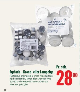 Min Købmand Fyrfads-, Krone- eller Lampelys tilbud