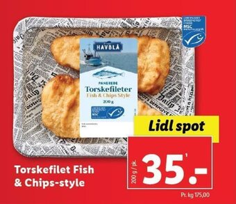 Lidl Torskefilet Fish & Chips-style tilbud