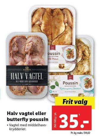 Lidl Halv vagtel eller butterfly poussin tilbud