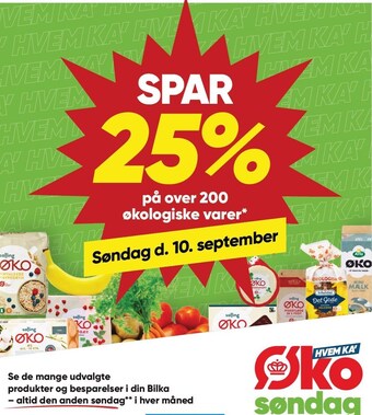 Bilka Spar 25% på over 200 økologiske varer tilbud