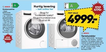 Bilka Bosch vaskemaskine eller tørretumbler tilbud