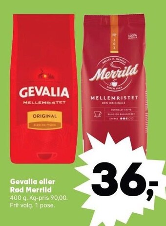 Kvickly Gevalia eller rød merrild tilbud