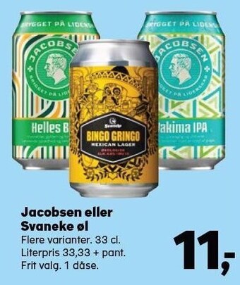 Kvickly Jacobsen eller svaneke øl tilbud