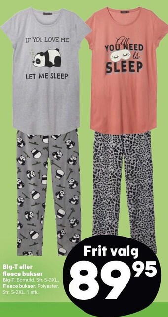 Kvickly Big-t eller fleece bukser tilbud
