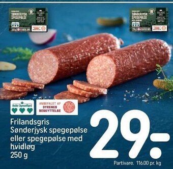 REMA 1000 Frilandsgris sønderjysk spegepølse eller spegepølse med hvidløg tilbud