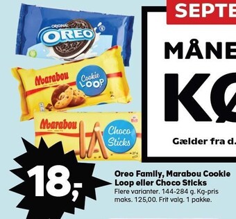 Kvickly Oreo family, marabou cookie loop eller choco sticks tilbud