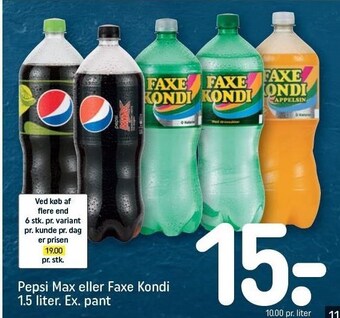 REMA 1000 Pepsi max eller faxe kondi tilbud