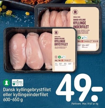 REMA 1000 Dansk kyllingebrystfilet eller kyllingeinderfilet tilbud