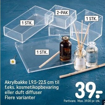 Akrylbakke l9.5-22.5 til f.eks. kosmetikopbevaring eller duft diffuser