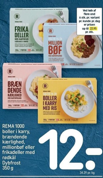 REMA 1000 Rema 1000 boller i karry, brændende kærlighed, millionbøf eller frikadeller med rødkål tilbud