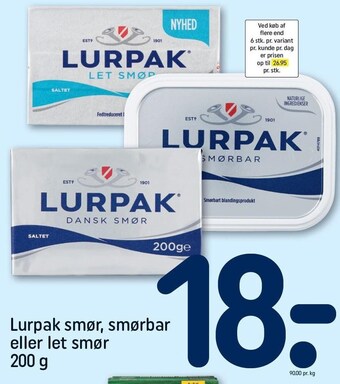 REMA 1000 Lurpak smør, smørbar eller let smør tilbud