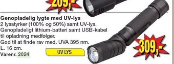 Genopladelig lygte med uv-lys