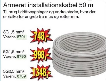 Harald Nyborg Armeret installationskabel 50 m tilbud