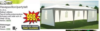 Kosama havepavillon/partytelt eller sidevægge 2-pak