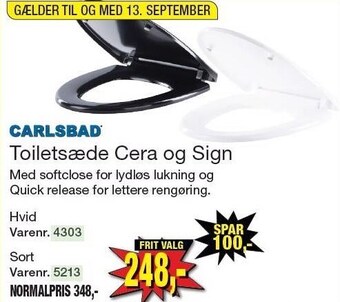 Harald Nyborg Carlsbad toiletsæde cera og sign tilbud
