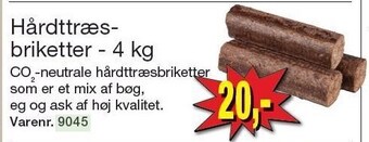 Harald Nyborg Hårdttræsbriketter - 4 kg tilbud