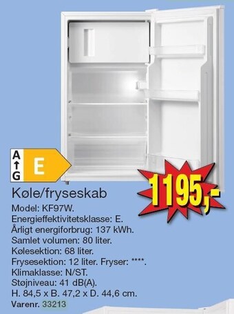 Harald Nyborg Køle/fryseskab tilbud