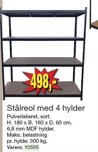 Harald Nyborg Stålreol med 4 hylder tilbud